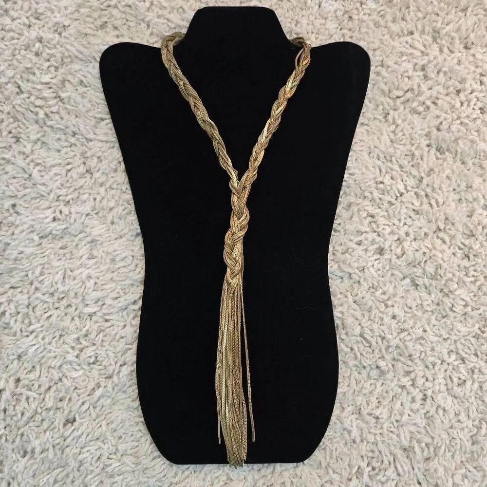 Vintage Gold Chain Braided Necklace